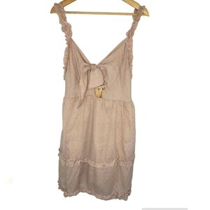 Besos Relaxed Ruffle Hem Tie Mini Dress Size Large